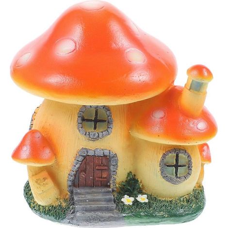 Statue miniature en résine, maison de fée pour jardin, ornement décoratif miniature pour pot de fleurs, orange. (1/5)