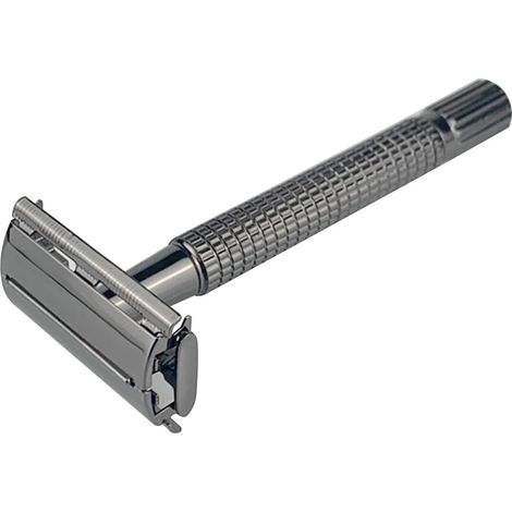 Rasoir à Barbe Traditionnel pour Hommes, Manche Long, pour un Rasage Sec et Humide, Parfait pour Papa, Mari, Petit Ami, Noir, 108x43x30mm (1/5)