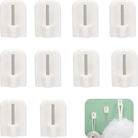 Crochets Autocollants, 10 Pcs Crochets Auto-Adhésifs en Plastique, Accroche Rideau, Crochet Rideau Sans Percage, pour Barres de Rideaux (1/5)