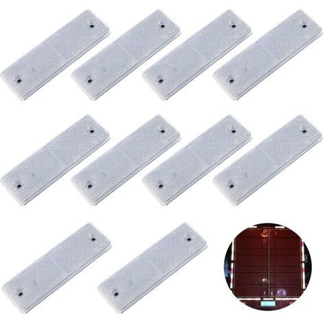 Réfléchissant Plaque D'Avertissement, Catadioptres Rectangulaires, Catadioptres de Sécurité, Catadioptre Remorque, Réflecteurs Camion, pour Camions Caravanes RV Bateaux Vélo, 10 Pièces, Blanc (1/3)