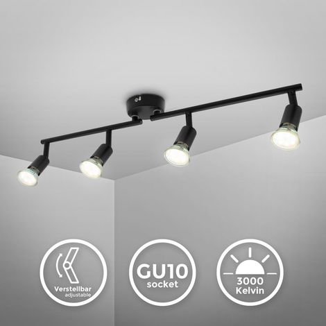 Deckenstrahler - 11,6W, 1040lm, LED, schwenkbar, inklusive 4x GU10, warmweiß, schwarz