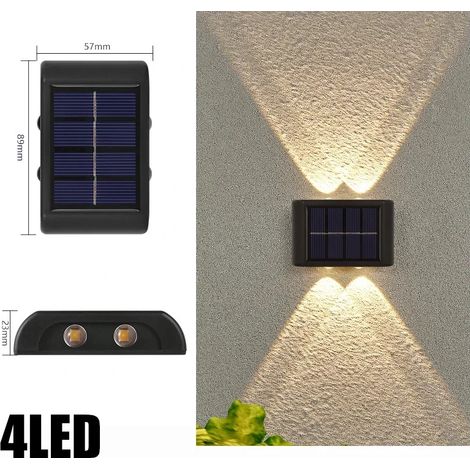 (Blanc - 4 LED) Applique solaire murale extérieure étanche, éclairage vers le haut et vers le bas, compatible avec la décoration de clôture de jardin et de jardin à la lumière du soleil (1/5)