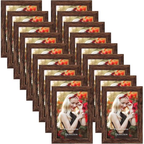 18er-Set Bilderrahmen 10x15 cm MDF dunkelbraun Wand Tisch Wohnungen Büros (1/5)