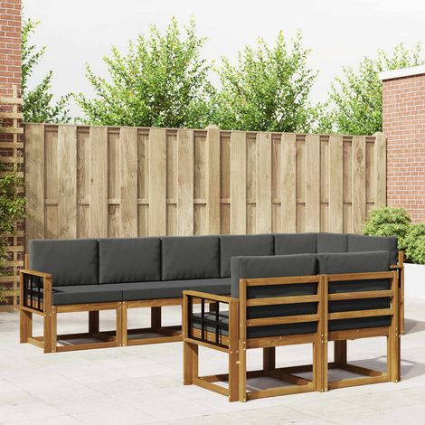 vidaXL Outdoor-Sofagarnitur mit Kissen 8 pcs Natur und Anthrazit (1/5)