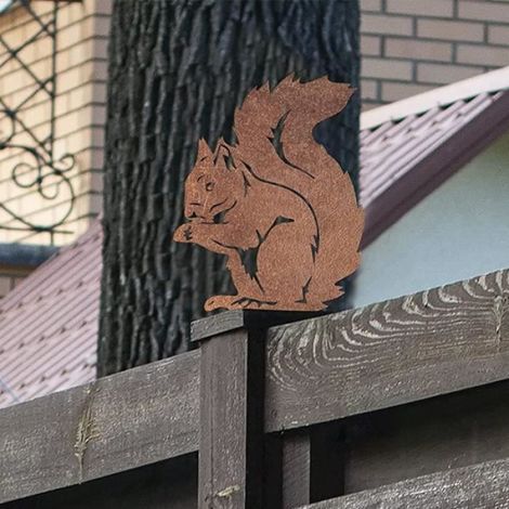 Écureuil Rouille pour Arbre, Écureuil Assis Décoration de Jardin en métal, Patine Rouille Naturelle,21 28cm (1/4)