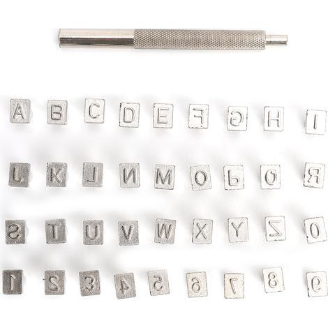Poinçon Alphabet en acier allié, numéro 37 pièces, outil à main en cuir pour bricolage de sacs fabriqués (1/5)
