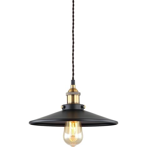 Suspension industrielle Italux Verda noir/or Ø26 cm E27 (1/2)