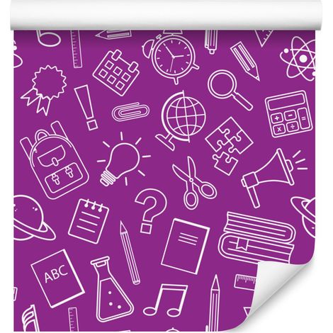 Papel pintado de material escolar morado, fondo morado para salón y dormitorio 50x1000 (1/5)