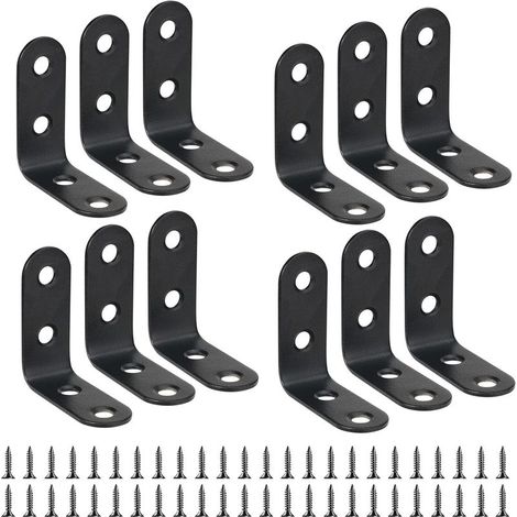 12 Pièces Équerre de Fixation 40mmX40mm Equerre de Fixation Noir Angle Droit Support en forme de L 40mm Équerre Angle 90 Degrés (1/5)