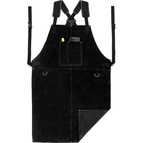 Delantal de soldadura, delantal de trabajo de cuero para hombre, delantal de cocina multifuncional 61 x 91 cm (1/5)