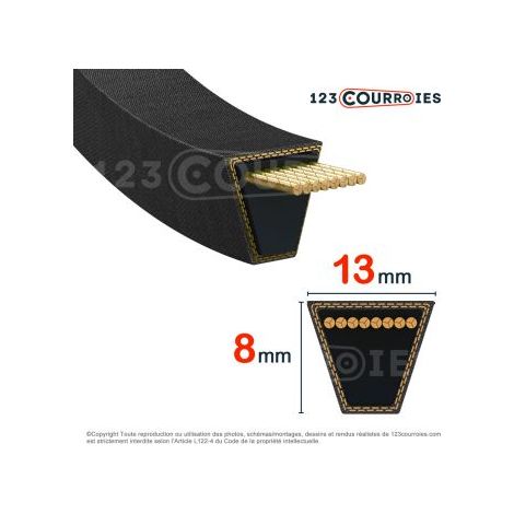 Courroie trapézoidale lisse Contitech Conti V A197 13 x 5000 Li / 5030 Ld