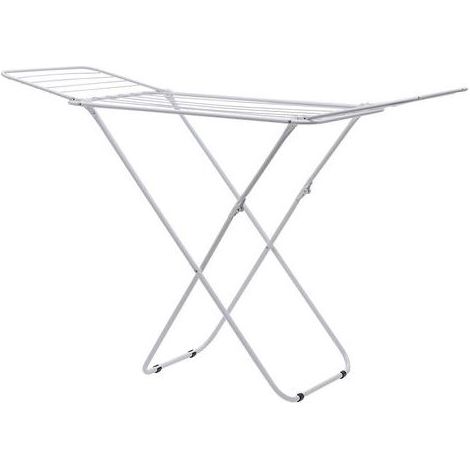 Tendedero plegable con varillas, tendedero independiente, para interior/exterior, ropa de cama y prendas de vestir, color blanco. (1/5)