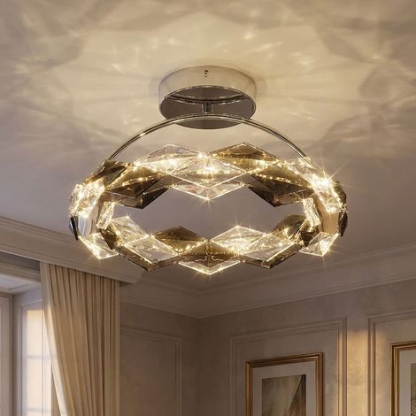 Plafoniera Lampada da soffitto Lampada da soggiorno LED look fumé metallo cromato H 40 cm