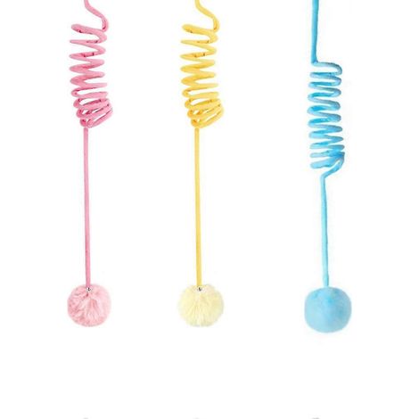 Jouets à ressort pour chatsressort extensible suspendu avec clochettelot de 3 jouets interactifs en peluche douce (1/5)