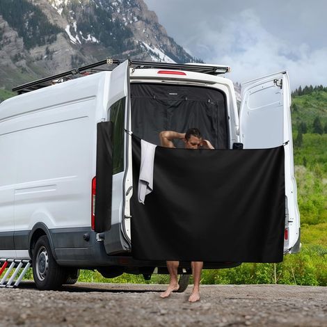 Verstellbarer Duschvorhang für die Hecktür, 215 x 145 cm / 86 x 57 Zoll, mit Magnethaken für VW T5, T6, Sprinter, Ford Transit, Fi-Iat, Ducato (1/5)