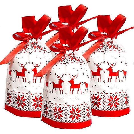 50er-Pack Weihnachtsgeschenktüten mit Kordelzug, Weihnachtsgeschenktüten, Süßigkeitentüten (1/5)