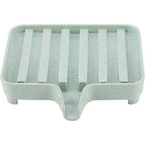 Porte-savon en paille de blé résistante (10,2 x 7,8 x 2 cm), idéal pour la douche et la cuisine (vert nordique). (1/5)
