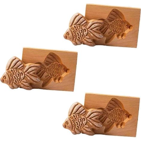 Moule à biscuits en bois, moule à biscuits en bois sculpté en 3D en forme d'animal et de poisson rouge (1/5)