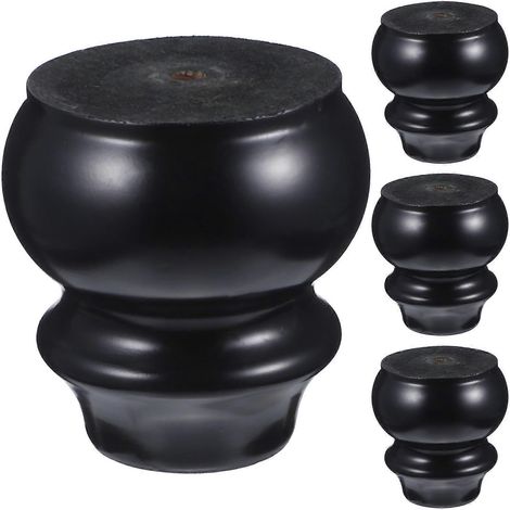 Pieds de meubles en bois massif, pieds de canapé, compatibles avec un ensemble de fauteuils noirs 4 pièces (1/5)