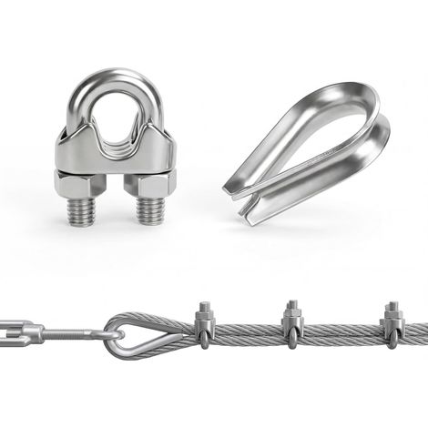 Lot de 18 colliers de serrage M3 et 18 dés à coudre, serre-câble M3 de 3 mm, boulon en U en acier inoxydable 304 pour gréement et tension de 3 mm de diamètre (1/5)