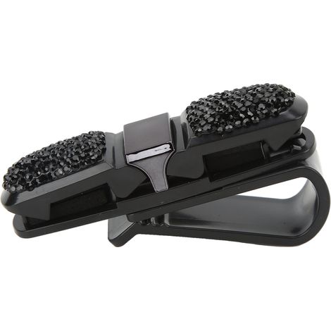 Clip pour lunettes de soleil, support universel pour lunettes de soleil avec strass, crochet pour voiture, noir (1/5)