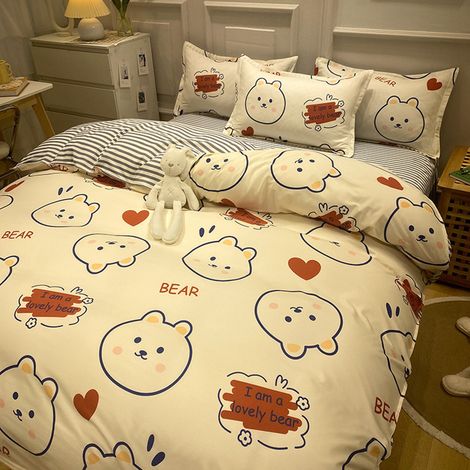 Ensemble de literie écologique, couleurs vives et éclatantes, fibres de polyester haute densité, pour lit 1,2 mètres (3 pièces), parfait pour dortoir, maison, hôtel. (1/5)