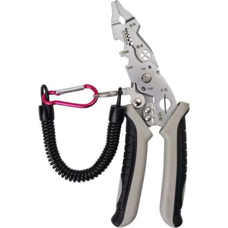 Pince à dénuder multifonctionnelle, outil professionnel de dénudage de fils, coupe-câble électrique portable, pince à sertir pour électricien avec boucle de verrouillage en métal pour l'entretien des (1/4)