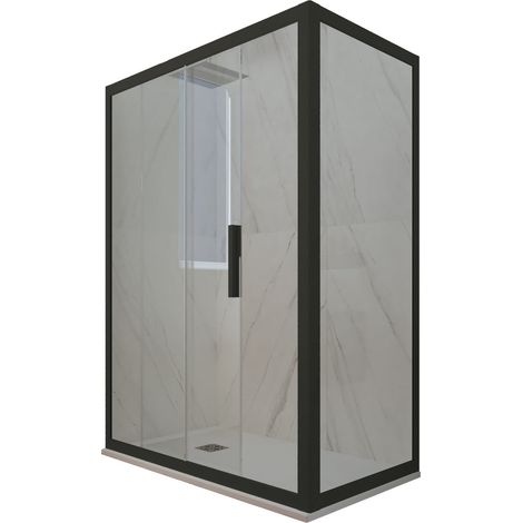 Box doccia 90x120 1 anta scorrevole h 200 Nero Matt Deco Duo