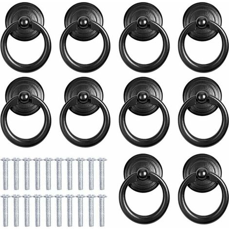 Set of 10 vintage drawer pulls, round furniture handles, Hongrong