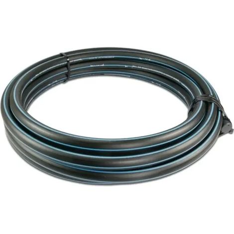 Tuyau PE80 25mm, Tube Pression Eau, 1m, Noir/Bleu