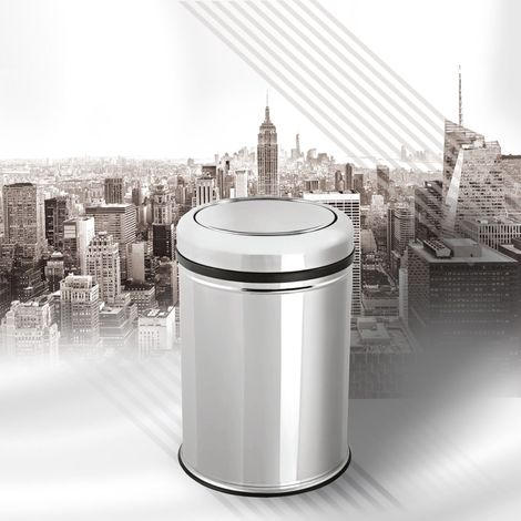 Poubelle moderne chromé couverture oscillant ISI 16 L - LPP (1/3)