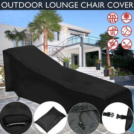 Housse pour fauteuil de jardin 210 x 80 x 40-75 cm, en tissu Oxford 210D imperméable, noir (1/3)