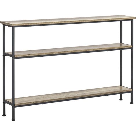 Sobuy – Table console d’entrée ou canapé 3 étagères de rangement – Bois et métal – Style industriel – L120xP20xH77cm – FSB49PZ