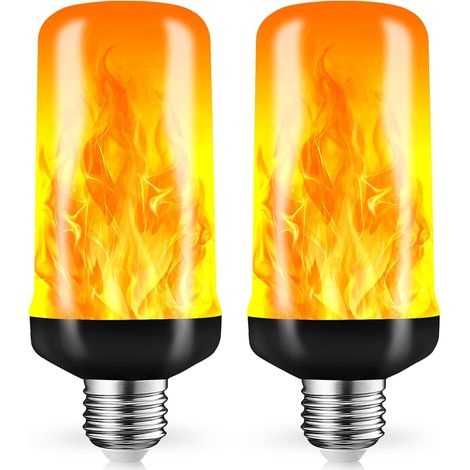 Ampoule à Flamme E27,2 Pack LED Ampoules Effet de Flamme avec Capteur de Gravité, LED Lumière Scintillante pour Halloween Intérieure/Extérieure/Bar