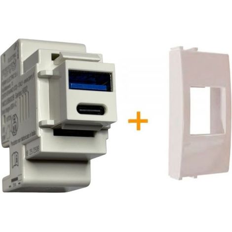 Perry presa USB A + C 3A compatibile ABB Chiara Bianco - 1MCUSB002B
