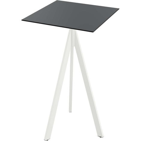 Infinity Tripod mange-debout avec piètement blanc + plateau HPL noir 70x70 cm - Feros (1/4)