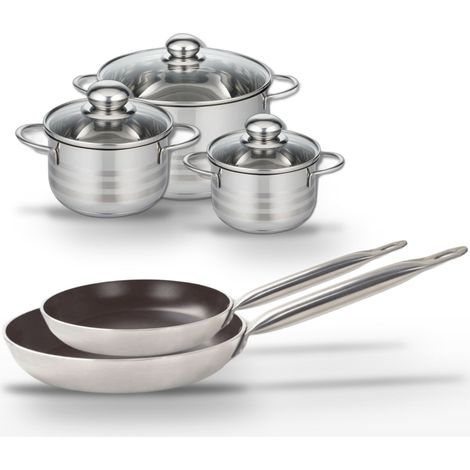 Lot 2 Poêles 28/32 cm et 3 Faitouts 14/16/20 cm Elo Bistro Line (1/5)