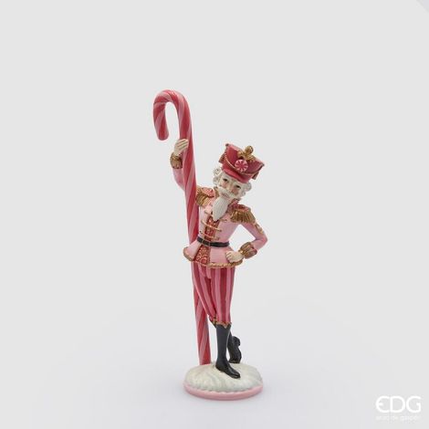 EDG Enzo De Gasperi Soldatino di Natale Poly con Bastone H 23 Cm Two Tone Pink