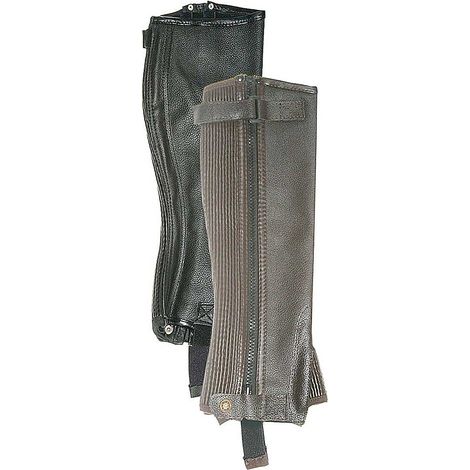 Gambali da equitazione in pelle per junior con cerniera lampo e fascia elastica: 10 anni, nero (10)