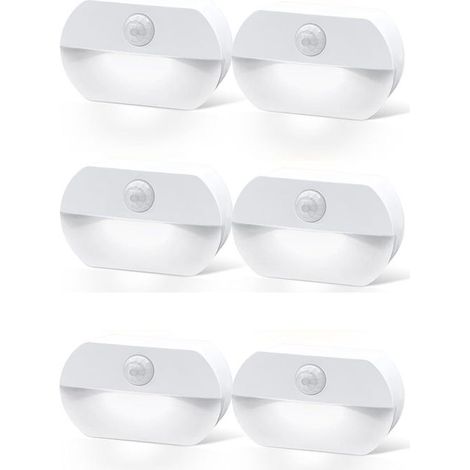 royaluxe - 6pcs Veilleuse LED avec détecteur de mouvement, lampe d'escalier, adaptée aux chambres, salles de bains, couloirs (Lumière blanche) (1/5)
