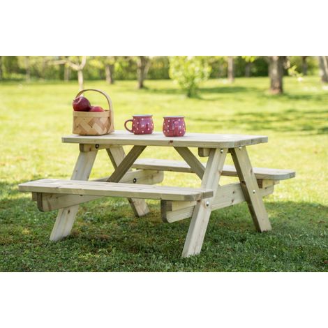 Gioco Tavolo da Pic Nic in Legno per Bambini Tavolino con Panche Seduta Giardino (1/5)