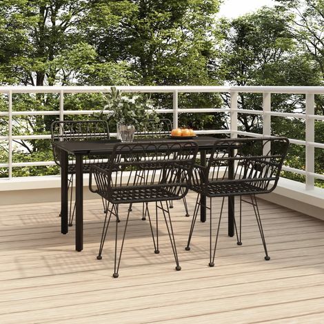 5-tlg. Garten-Essgruppe Schwarz Poly Rattan
