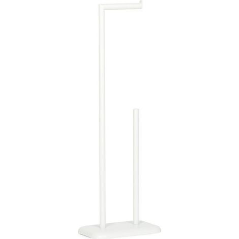 Dérouleur Papier Toilette sur Pied avec Emplacement pour Réserve en Métal Blanc (1/2)