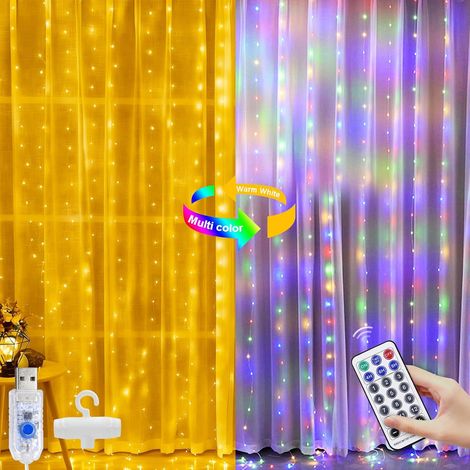 Guirlandes lumineuses Noël Extérieur, Rideau Lumineux Extérieure et Intérieur 3m x 2 m, 8 Modes Étanche Guirlande Rideau Lumineuse pour Noël Décor Mural Fenêtre Mariage Fête Anniversaire (1/5)