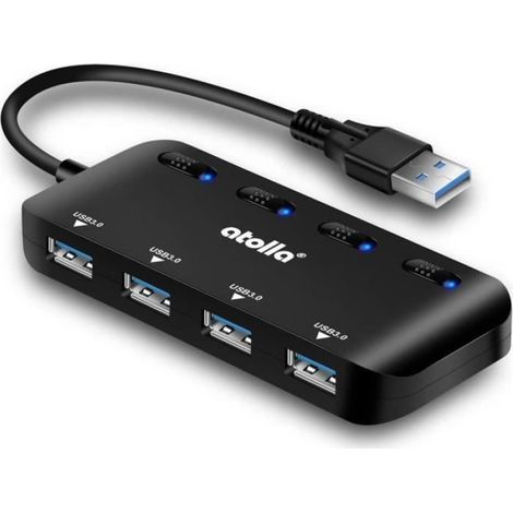 USB 3.0 Hub – 4 Anschlüsse – Einzelschalter – LED-Anzeigen – Ultraschlank – 1 Stück (1/5)