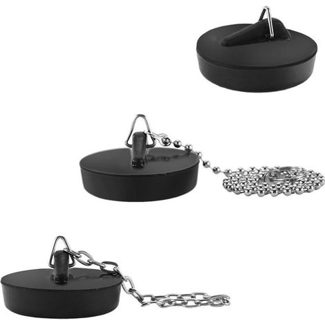3 Pcs Bouchon Universel pour Baignoire et Évier avec Chaîne à Billes de 40cm und 10 cm Idéal pour Évier Salle de Bain et Cuisine Ø 45 à 40mm (1/5)