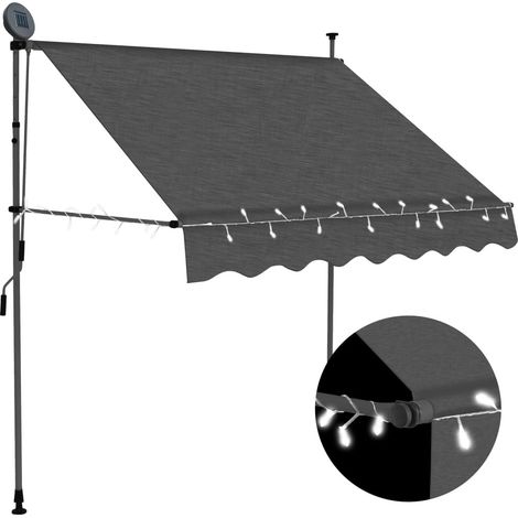 Auvent manuel rétractable avec LED Store Banne Auvent de jardin 100 cm Anthracite 77438 (1/5)