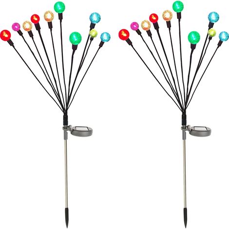 Set mit 2 oszillierenden Glühwürmchen-Solarleuchten (10 Köpfe), intelligente Lichtsteuerung, wasserdicht, zum Einpflanzen in den Boden, zur Dekoration Ihres Gartens. (1/5)