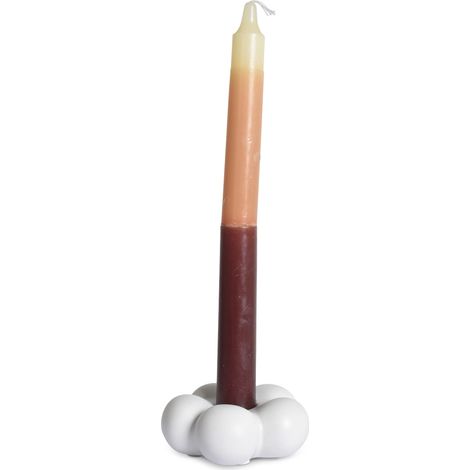 Bougeoir en céramique forme de fleur coloris blanc (1/5)