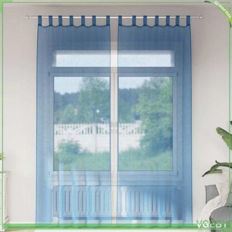 4102305 Rideaux en voile avec boucles 2 pcs bleu royal 140x260 cm (1/5)